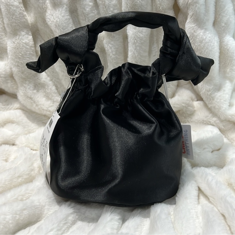 Elegant Black Satin Mini Hand Bag with Silver Spider Embellishments - Picture 5 of 7